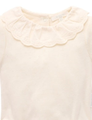 Pointelle Ruffle Bodysuit - Cloud