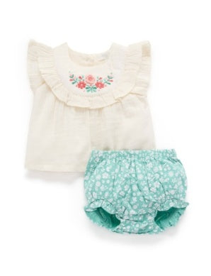 Embroidered 2Pc Set - Silhouette Print