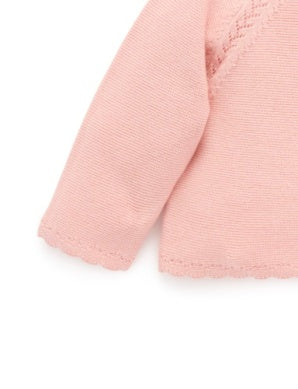 Scalloped Cardigan - Guava Melange