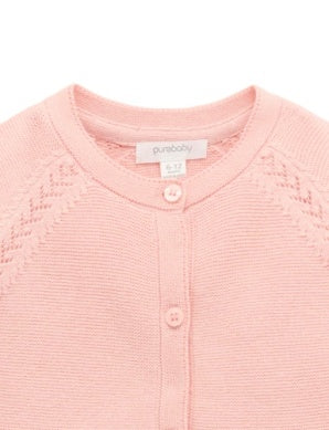 Scalloped Cardigan - Guava Melange
