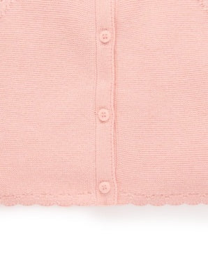 Scalloped Cardigan - Guava Melange