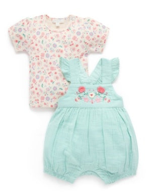 Embroidered Overall Set - Aloe