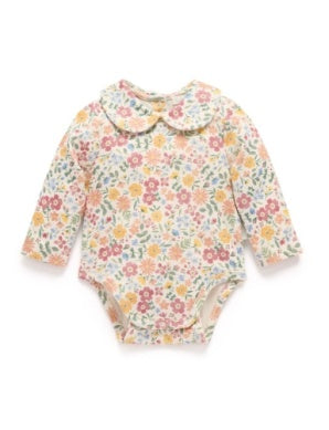 Thick Bodysuit with Collar - Wildflower Print