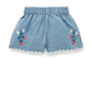 Scalloped Demin Shorts - Faded Denim