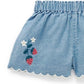 Scalloped Demin Shorts - Faded Denim