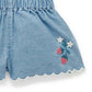 Scalloped Demin Shorts - Faded Denim