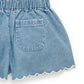 Scalloped Demin Shorts - Faded Denim