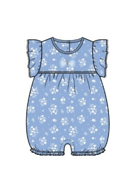 Butterfly Romper - Sky Floral Print