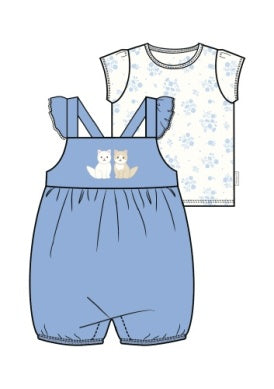Embroidered Overall Set - Bluebell