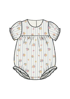 Linen Blend Bodysuit - Butterfly Stripe