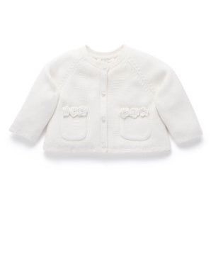 Crochet Flower Cardigan - Cloud