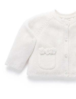 Crochet Flower Cardigan - Cloud