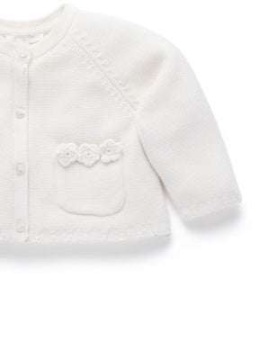 Crochet Flower Cardigan - Cloud