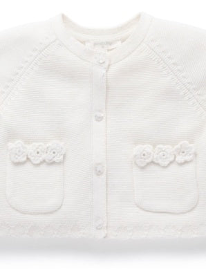 Crochet Flower Cardigan - Cloud