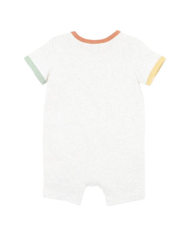 Ivan Camp Scene S/S Romper - Ice Grey Marl