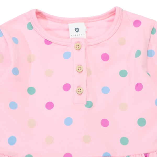 Polkadot Cotton Dress - Pink