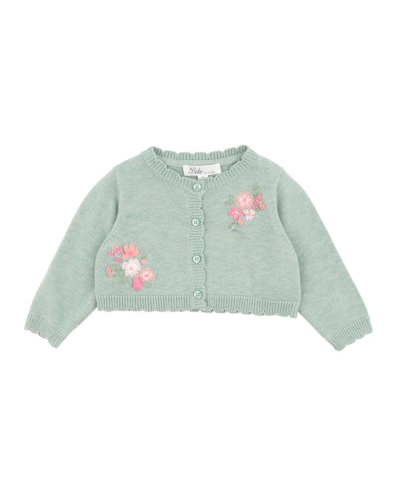 Chelsea Hand Emb Cardigan - Sage