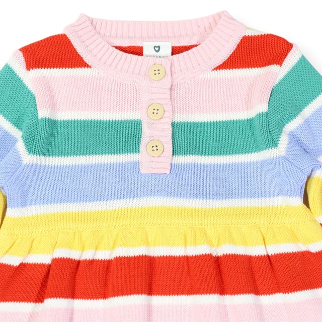 Striped Knit Dress - Yellow