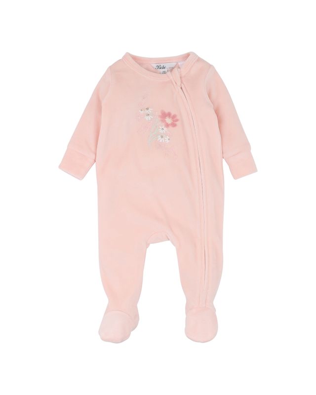 Fern velour Zip Onesie - Pale Pink