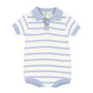 Brady Knitted Polo Romper - Blue Stripe