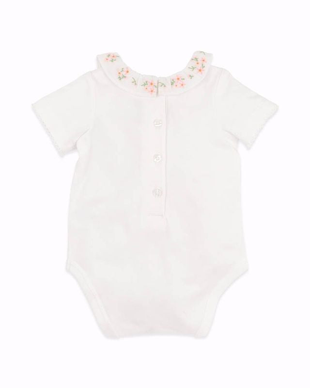 Tess Emb Collar Bodysuit  - Cloud