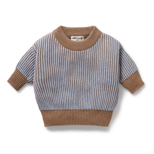 Knitted Rib Jumper - Coco Blue Speckle