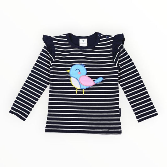 Frill Bird Striped Top - Navy