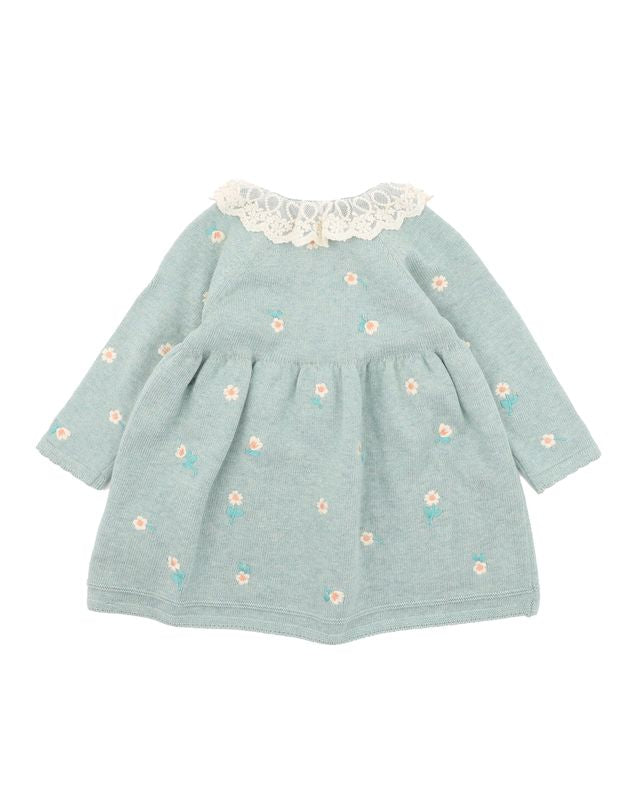 Fern  Emb. Knitted Dress - Sage