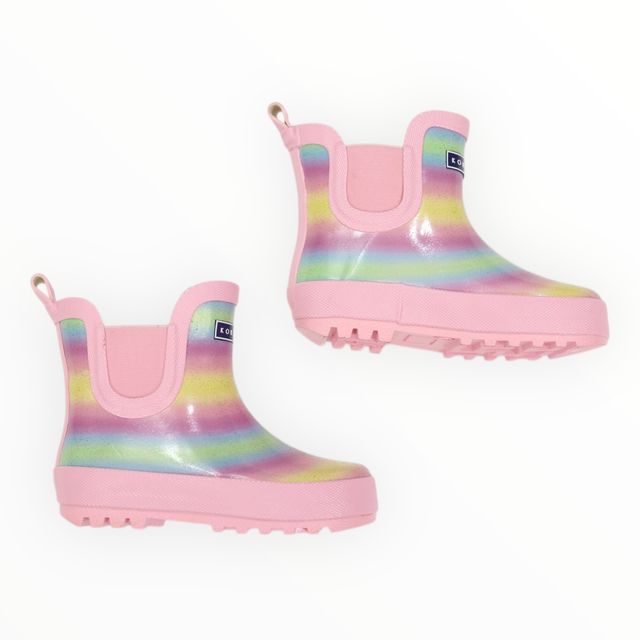 Glitter Rainbow Short Gumboot - Pink