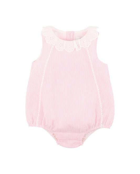 Willa Lace Collared Bodysuit - Musk Pink Stripe