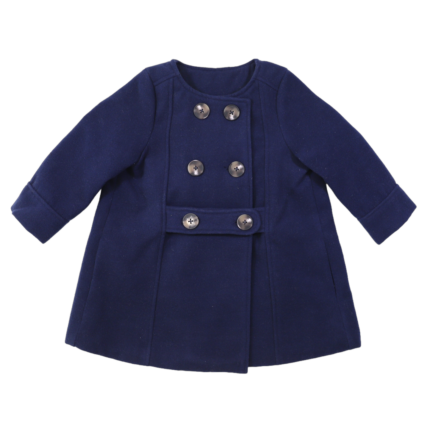 Double Breasted Satin Lined Overcoat - Navy