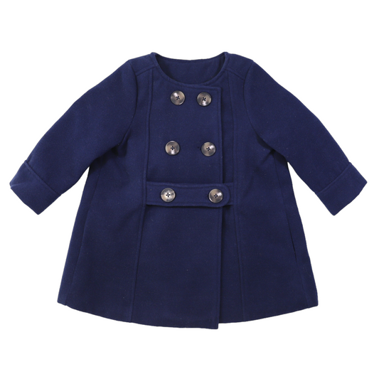 Double Breasted Satin Lined Overcoat - Navy