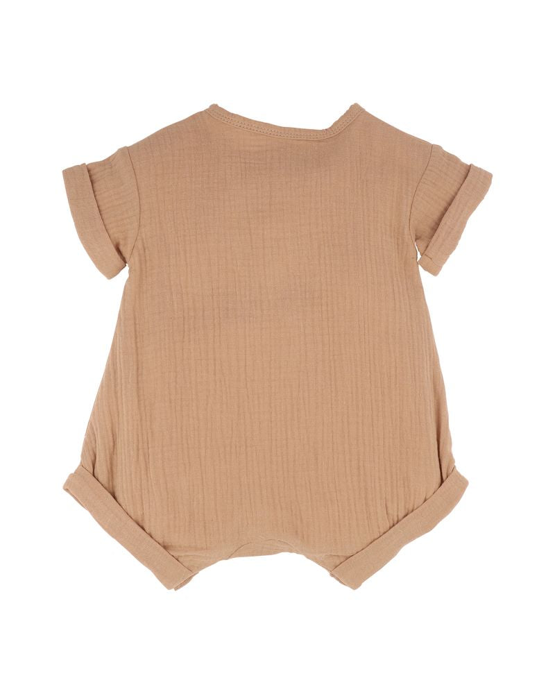 Sway Textured Emb Lion Romper - Coffee