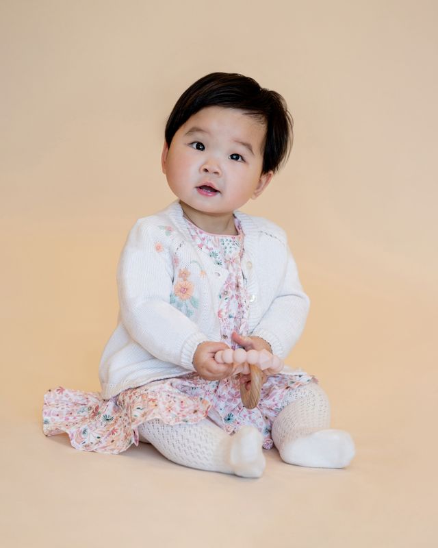 Fern Hand Emb.  Cardigan - Cloud