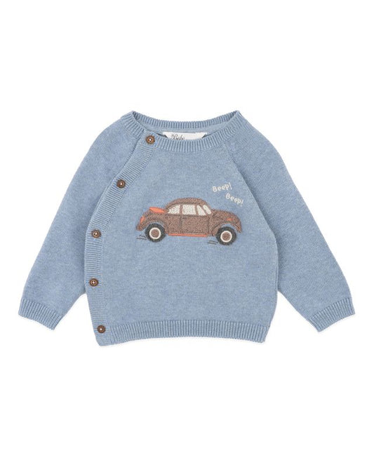 Car Knitted Jumper - Blue Sky