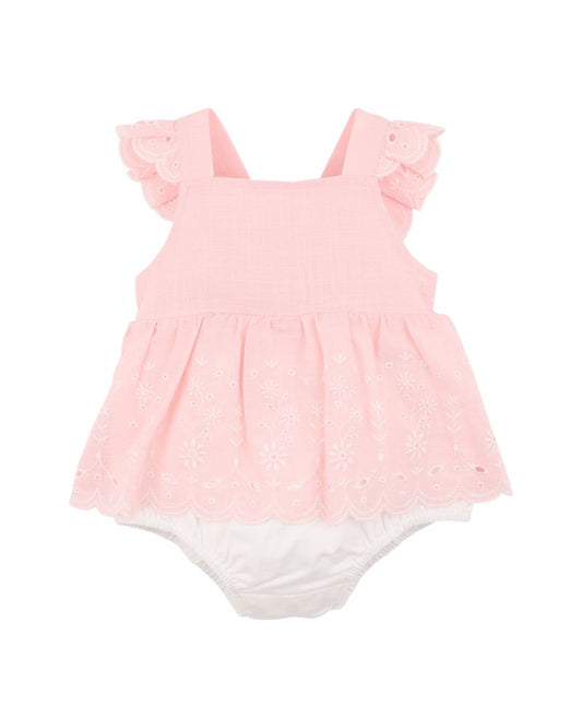 Chelsea Broderie Overlay Bodysuit - Pink