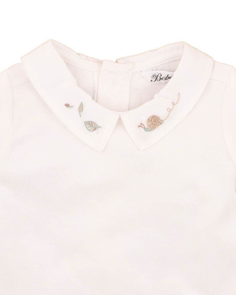 Evan Emb Collared Bodysuit - Cloud