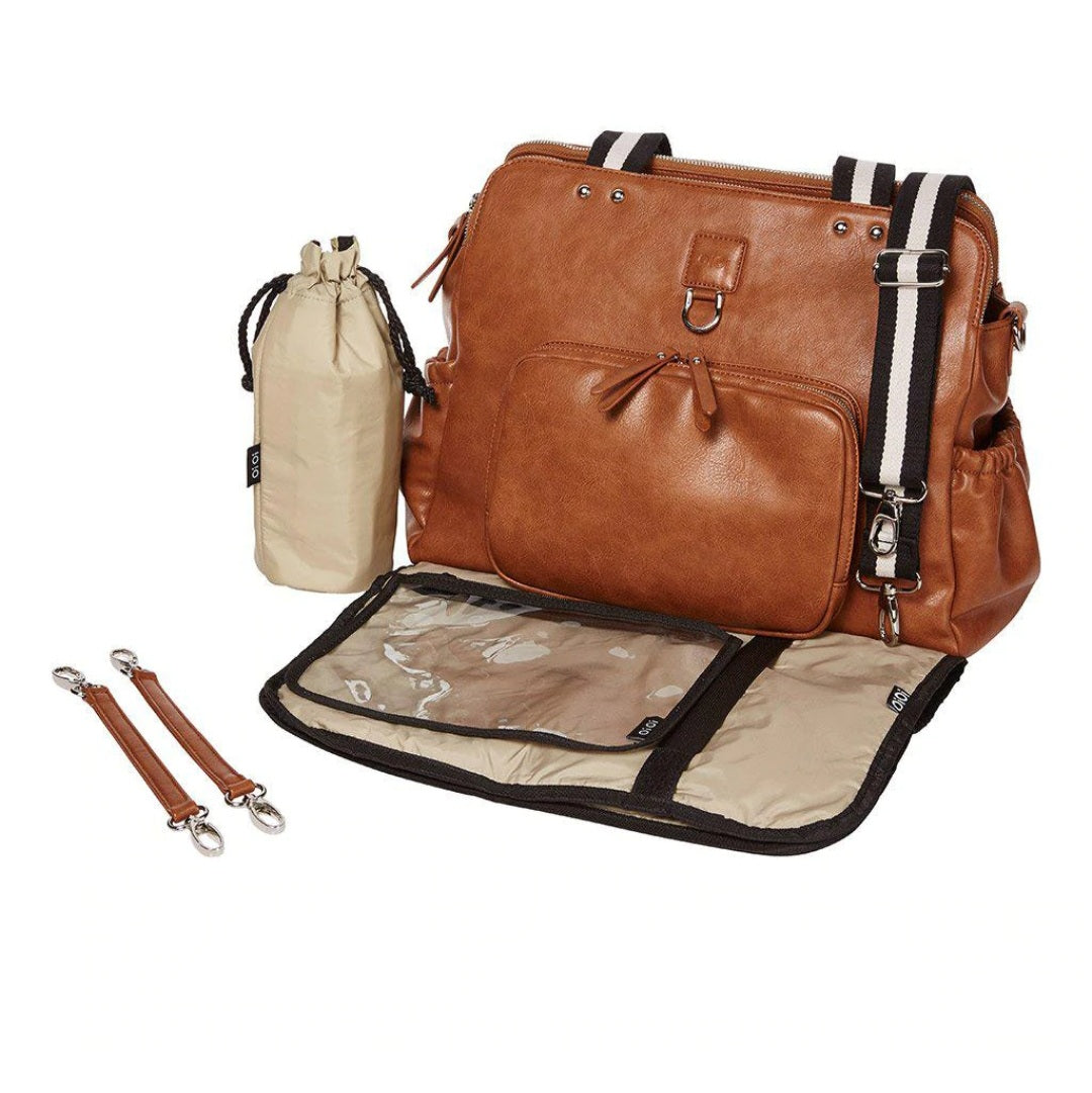Vegan Leather Tote Triple Compartment Nappy Bag
