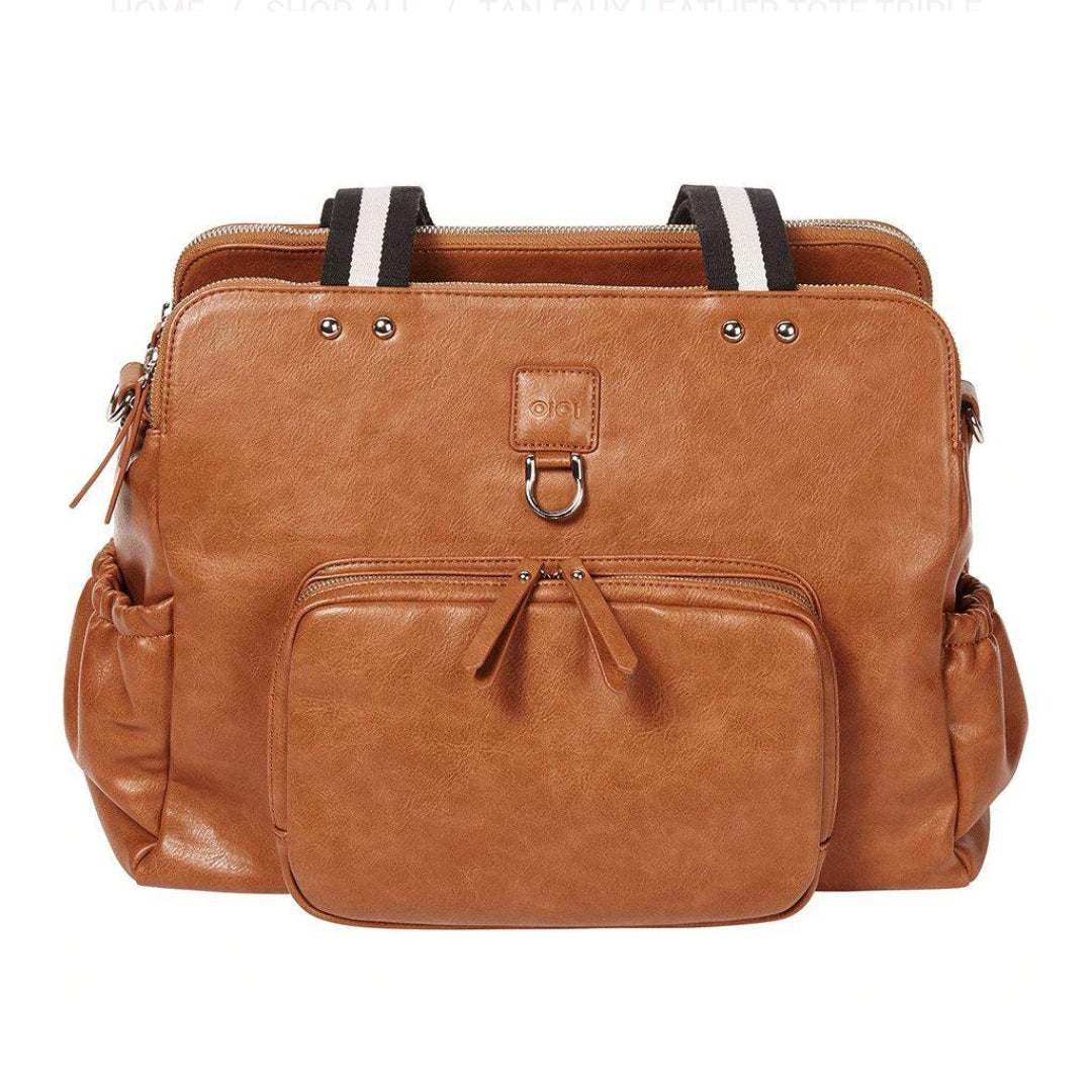 Vegan Leather Tote Triple Compartment Nappy Bag