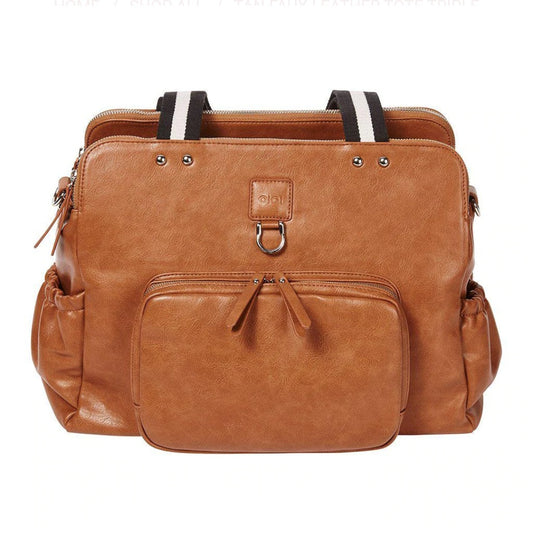 Vegan Leather Tote Triple Compartment Nappy Bag