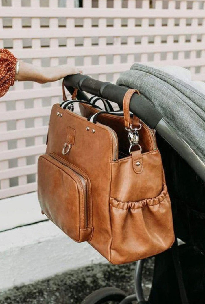 Vegan Leather Tote Triple Compartment Nappy Bag