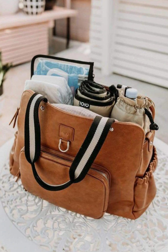 Vegan Leather Tote Triple Compartment Nappy Bag