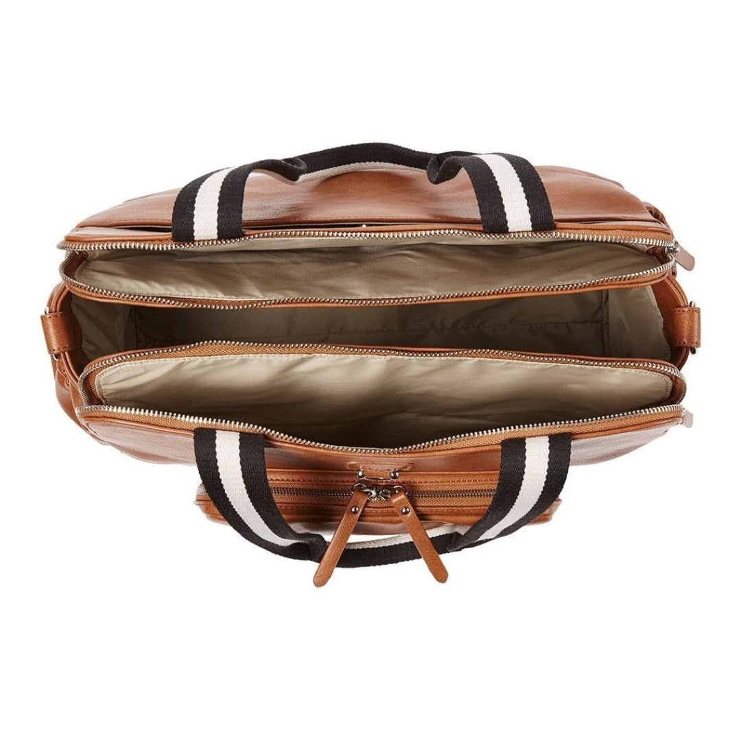 Vegan Leather Tote Triple Compartment Nappy Bag
