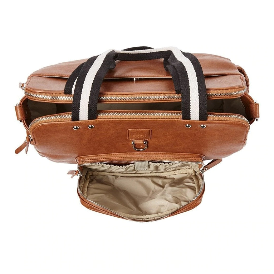 Vegan Leather Tote Triple Compartment Nappy Bag