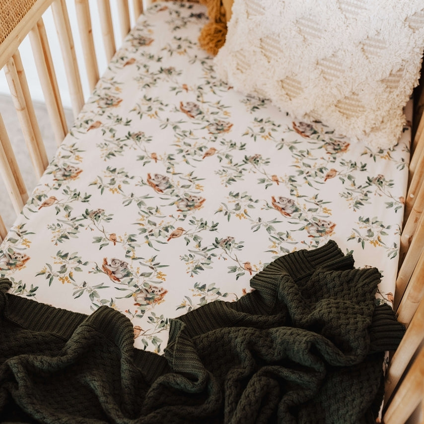 Snuggle Hunny - Eucalypt Fitted Cot Sheet