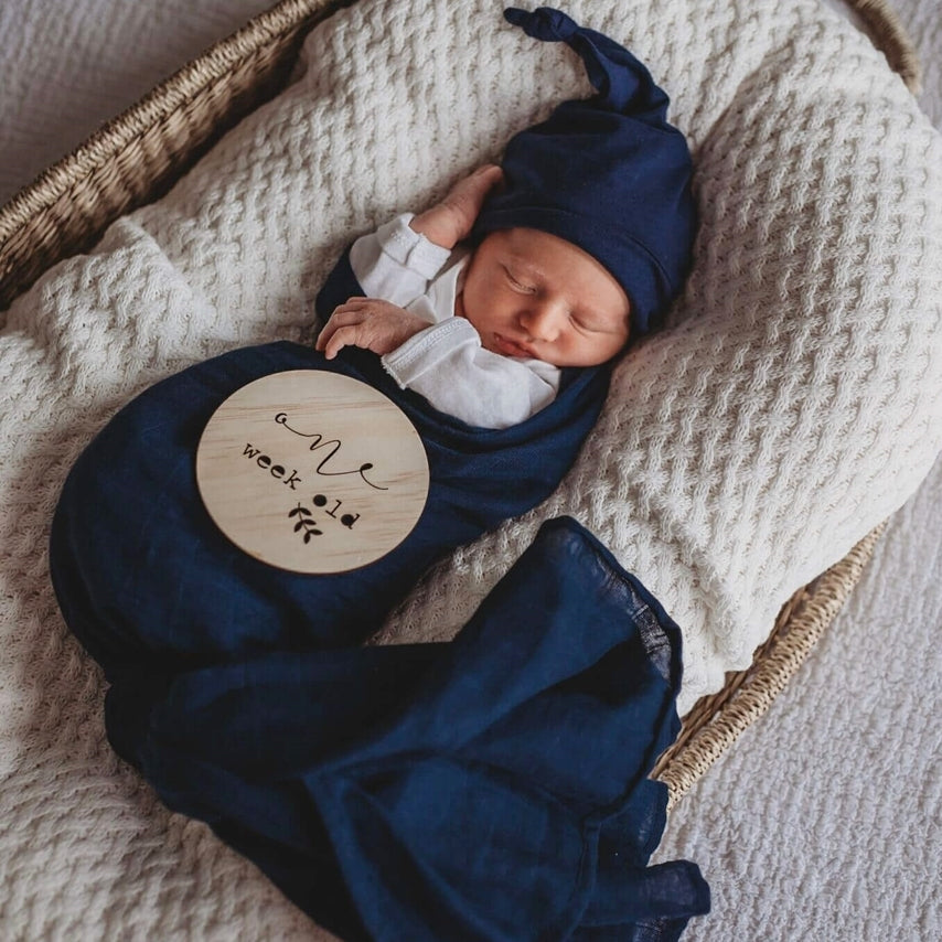 Snuggle Hunny - Navy Organic Muslin Wrap