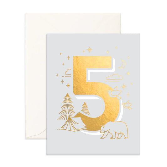 Card - Number 5 Animals