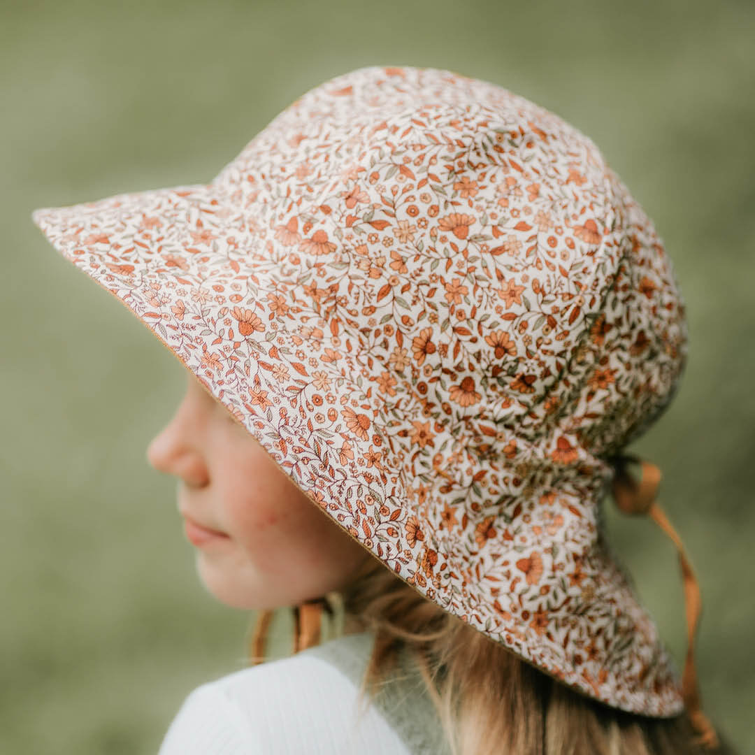 Girls Reversible Panelled Bucket Sun Hat - Mary/Maize