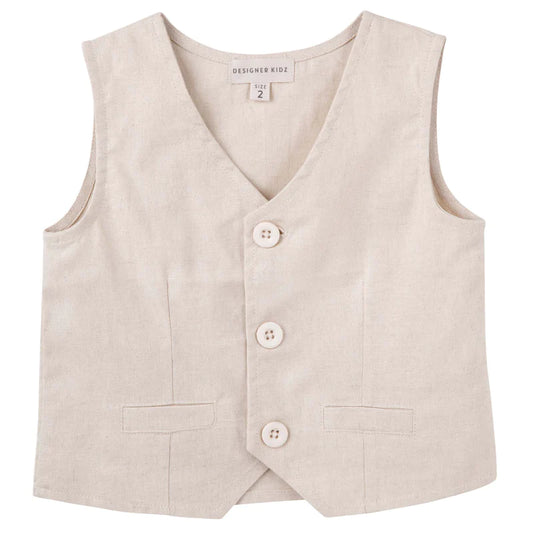 Toby Linen Vest - Sand