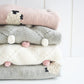 Pom Pom Organic Knit Baby Blanket - Pink